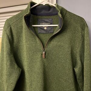 G.H. BASS Sweater Mens Large Red Fleece Lined Hiking Camping Cold Weather EUC